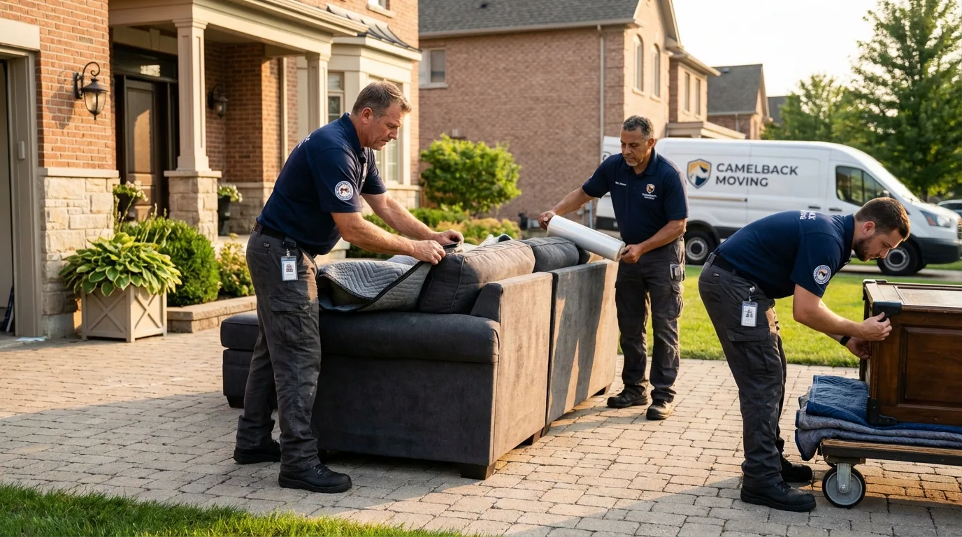 Large estate moving crew wrapping furniture in Abbeville, SC