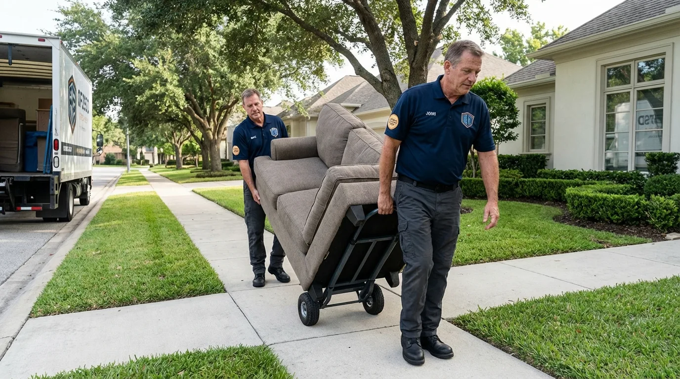 Local residential moving crew loading furniture in Abbeville, SC